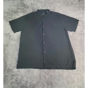 Tommy Bahama Shirt Mens Sz 2XL Black Silk Original Fit Button Casual Pocket C27